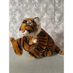 Vintage Tiger Mama & Baby Plush Retro 2000s Fine Toy Company Large Stuffie